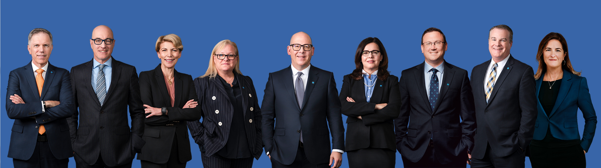 De gauche à droite : Darren Hannah, Andrew Ross, Geneviève Grenier, Dan Ouimet, Anthony G. Ostler, Angelina Mason, Krista Derksen, Laurie Lupton
