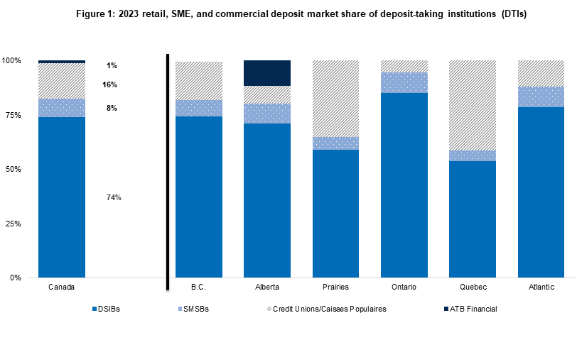 Figure 1: 2023 retail, SME, and commercial deposit market share of deposit-taking institutions (DTIs)