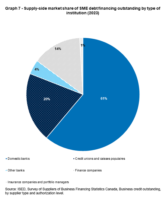 graph 7 - supply-side market share of SME debt financing outstanding by type of intitution (2023)